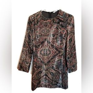 Zara paisley velvet dress